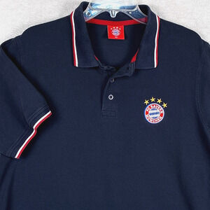 FC Bayern Munchen Munich Embroidered Polo Mens XL Navy Blue Golf Soccer Football